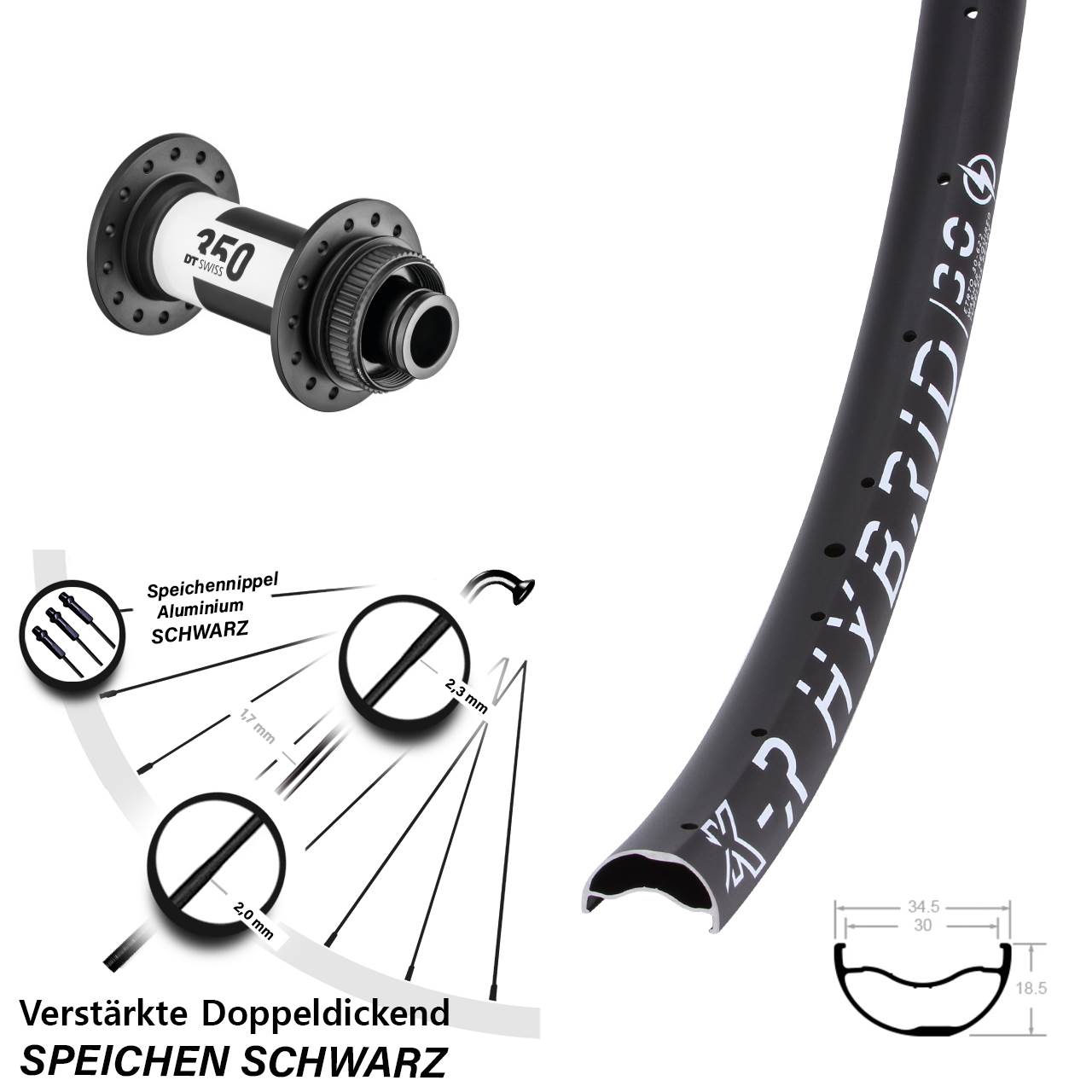 Disc Laufrad 29 Zoll KX-R Hybrid 30 DT Swiss 350 15x100