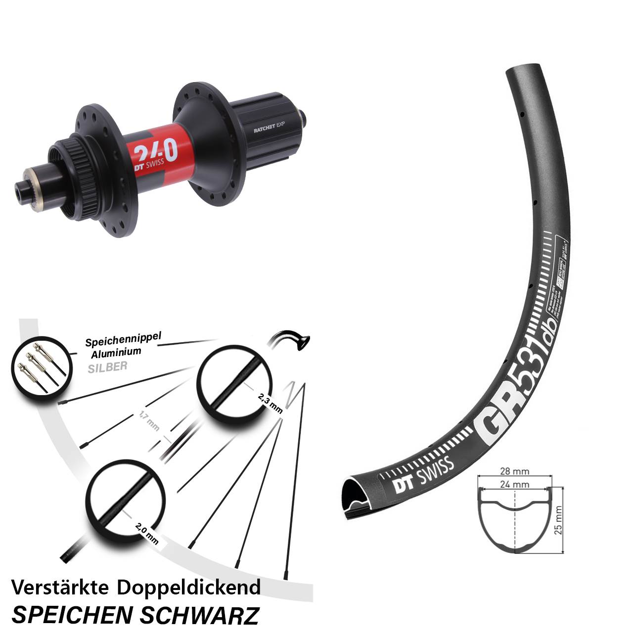 Centerlock Hinterrad 27,5 Zoll DT Swiss GR 531 240 11-12 fach QR