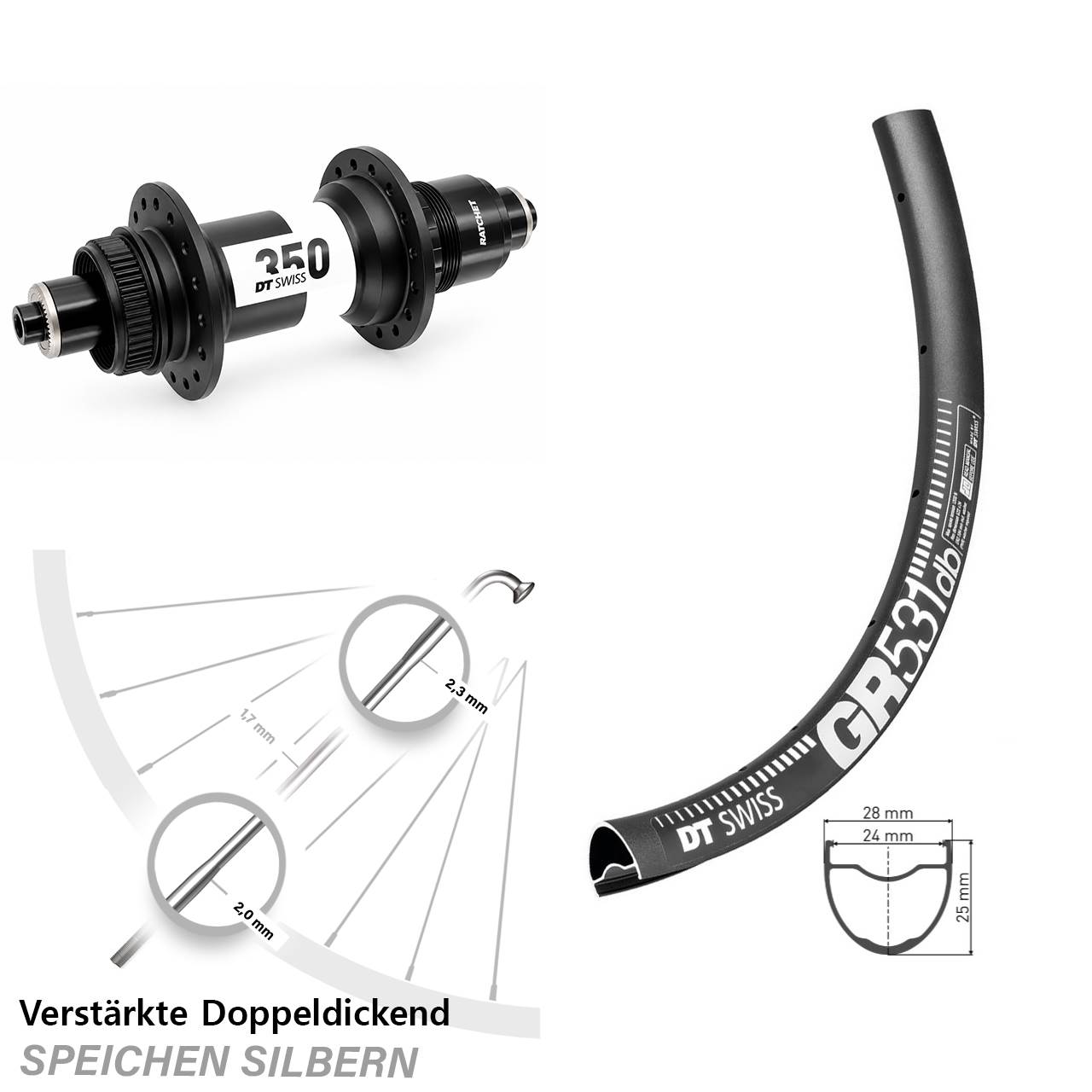 Hinterrad Centerlock QR 28-29 Zoll DT Swiss GR531-350 XD