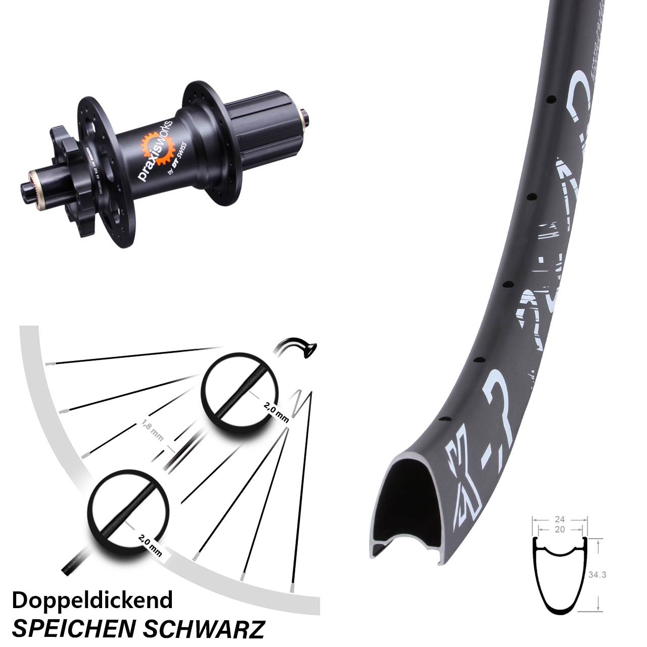 KX-R Road DT Swiss 350 28 Zoll Hinterrad 6-Loch QR 8-11 fach