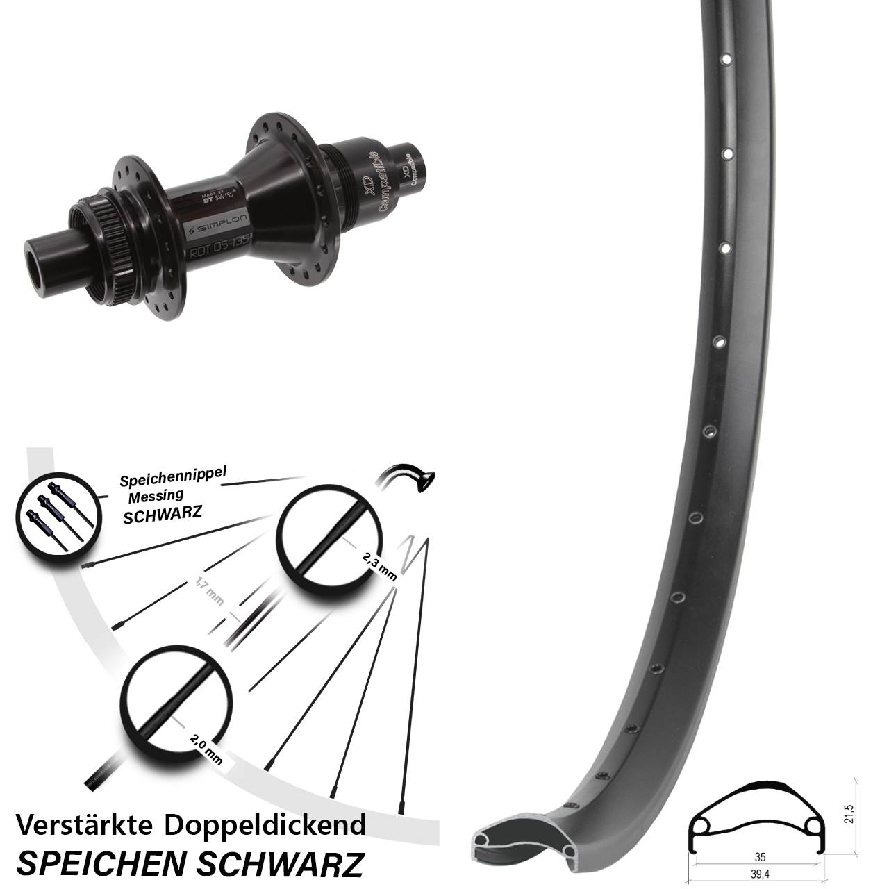 Disc Hinterrad 29 Zoll Ambrosio E35 DT Swiss 370 XD 11-12 fach 12x142