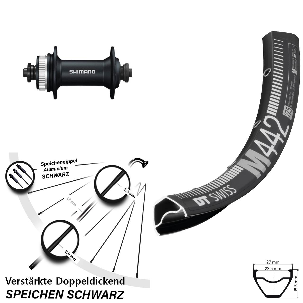 DT Swiss M 442 Shimano HB-M4050 28 Zoll Disc Vorderrad QR