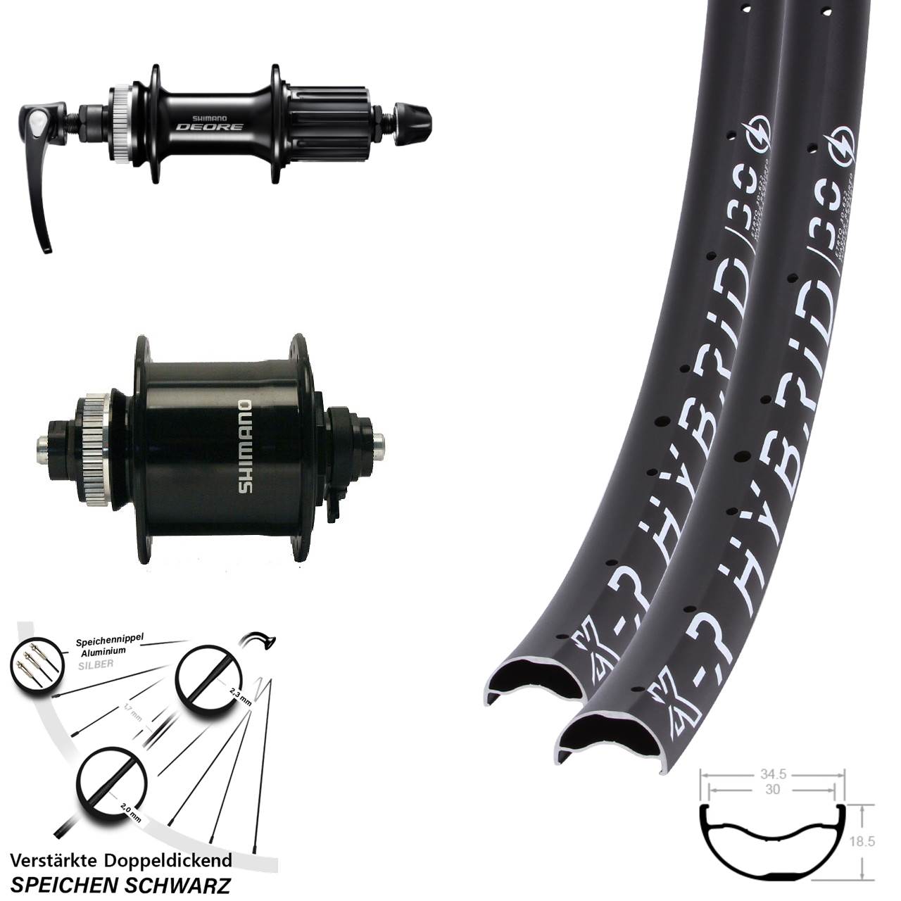 Centerlock Laufradsatz 29 Zoll KX-R Hybrid 30 Shimano DH-UR700 Deore 8-11 fach HG QR