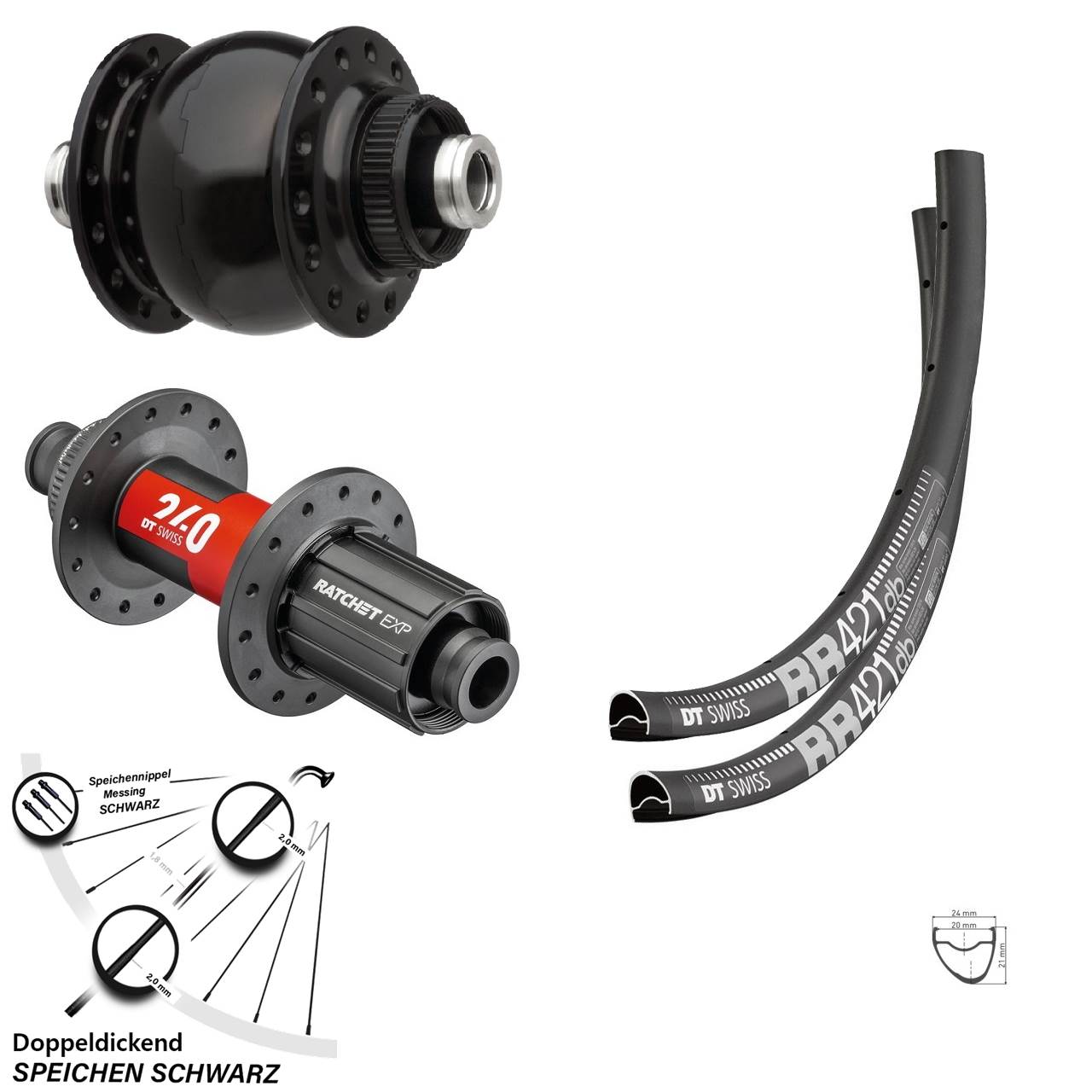 28 Zoll Laufradsatz DT Swiss RR421-240 EXP Road SON delux Centerlock 12x100/142