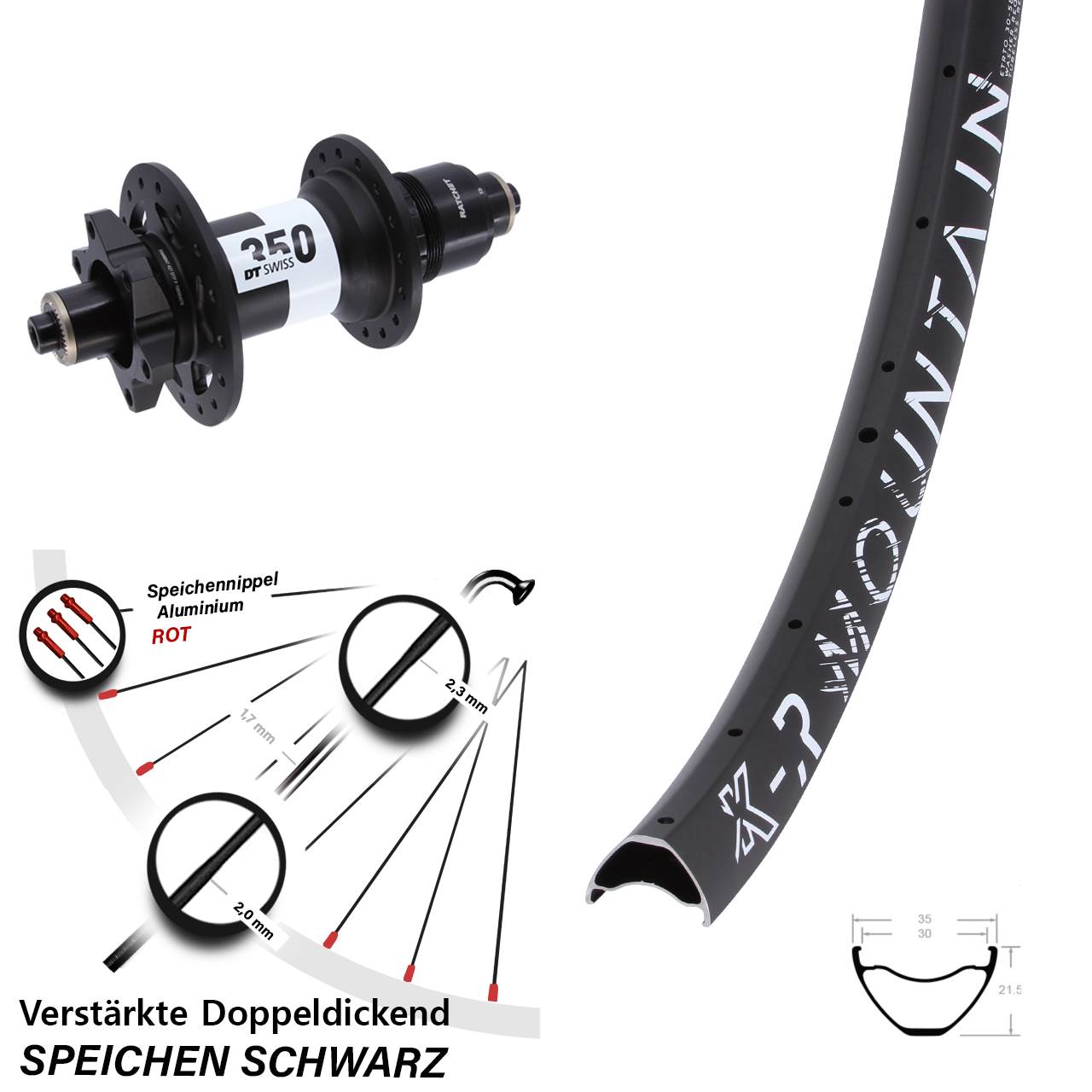 Disc Hinterrad für Schnellspanner 27,5 Zoll KX-R Mountain DT Swiss 350 SRAM XD