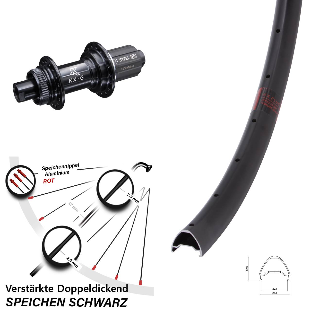 Disc Laufrad 27,5 Zoll KX-GS Clue verstärkt 8-12 fach 12x142