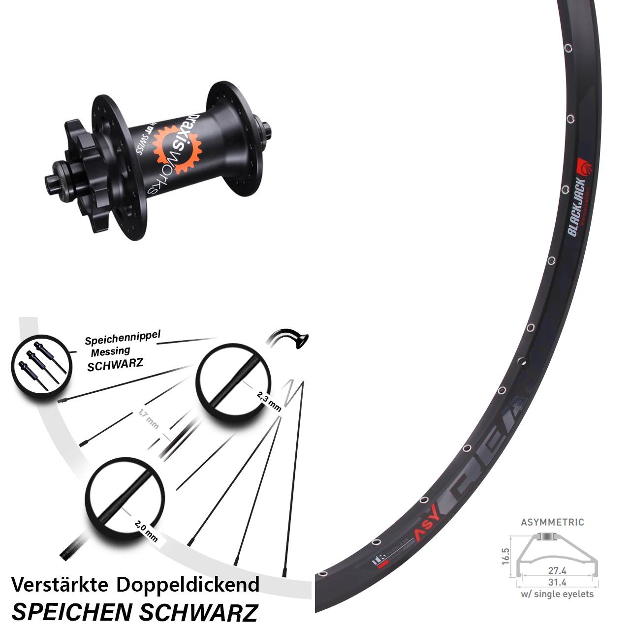 Vorderrad 6-Loch 650B Rodi Ready 27 DT Swiss 350 QR