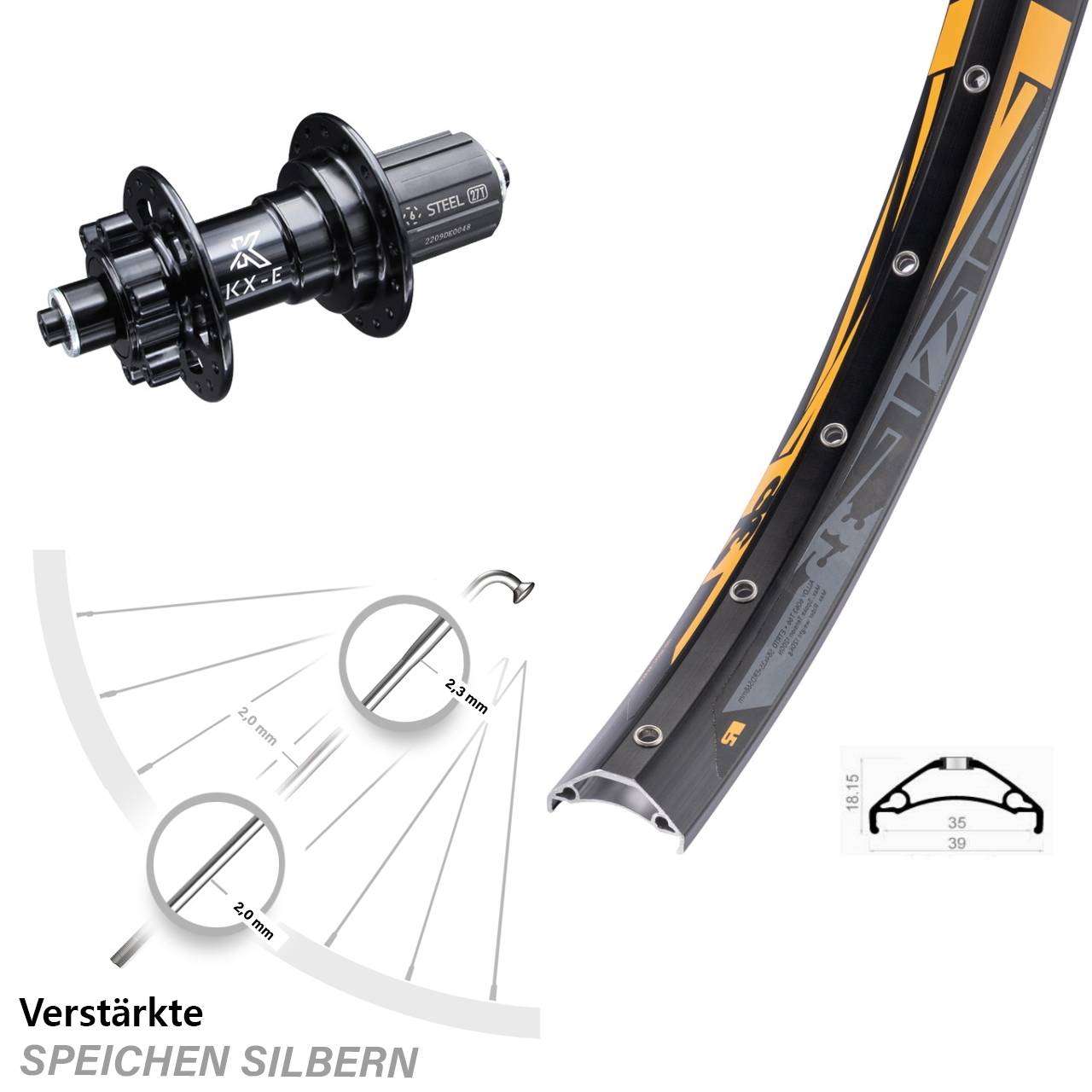 Rodi TRYP 35 Disc-Hinterrad 27,5 Zoll 8-12 fach KX-E 5x135