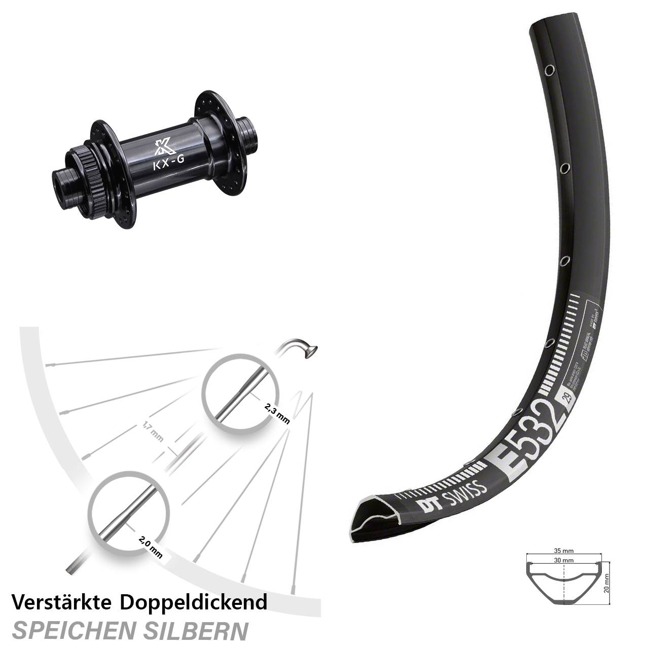 Vorderrad Centerlock 29 Zoll DT Swiss E 532 KX-G 15x100