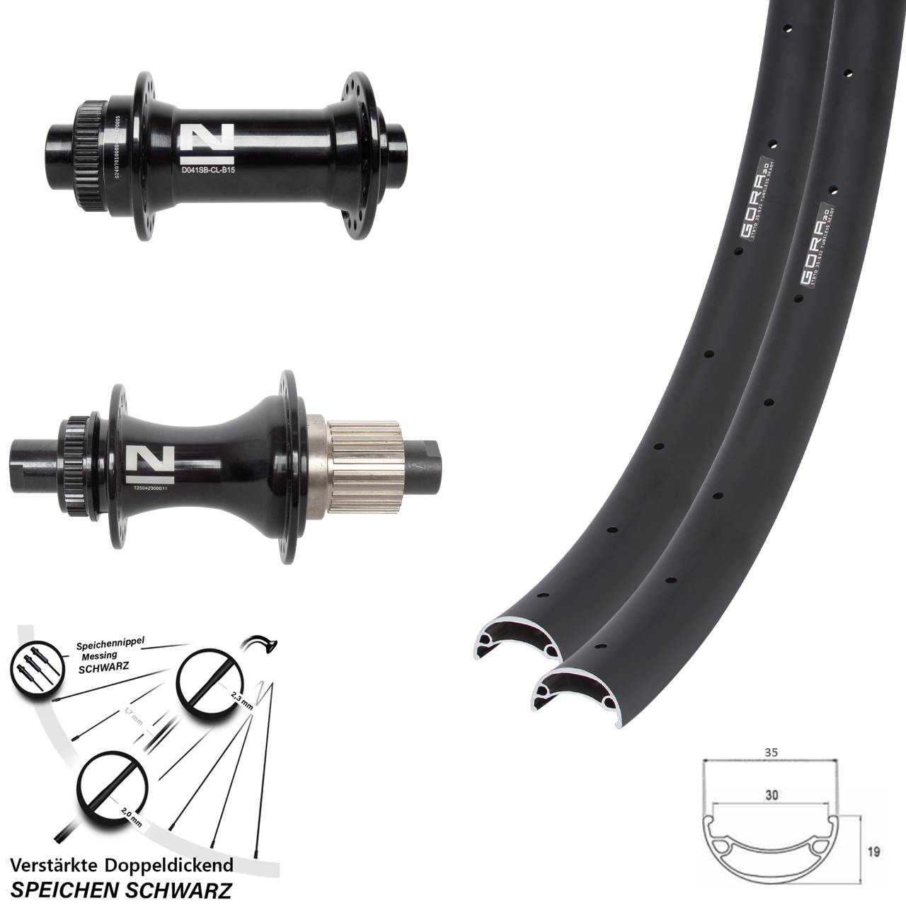 Gora 30 Novatec D041SB D462 650B Disc Laufradsatz 15x110 12x148 Micro Spline