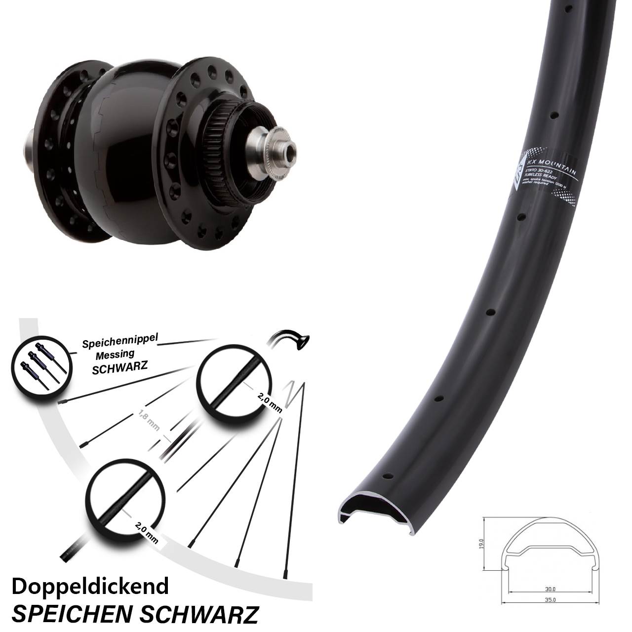 Centerlock Vorderrad mit Dynamo 29 Zoll KX Mountain SONdelux für Schnellspanner