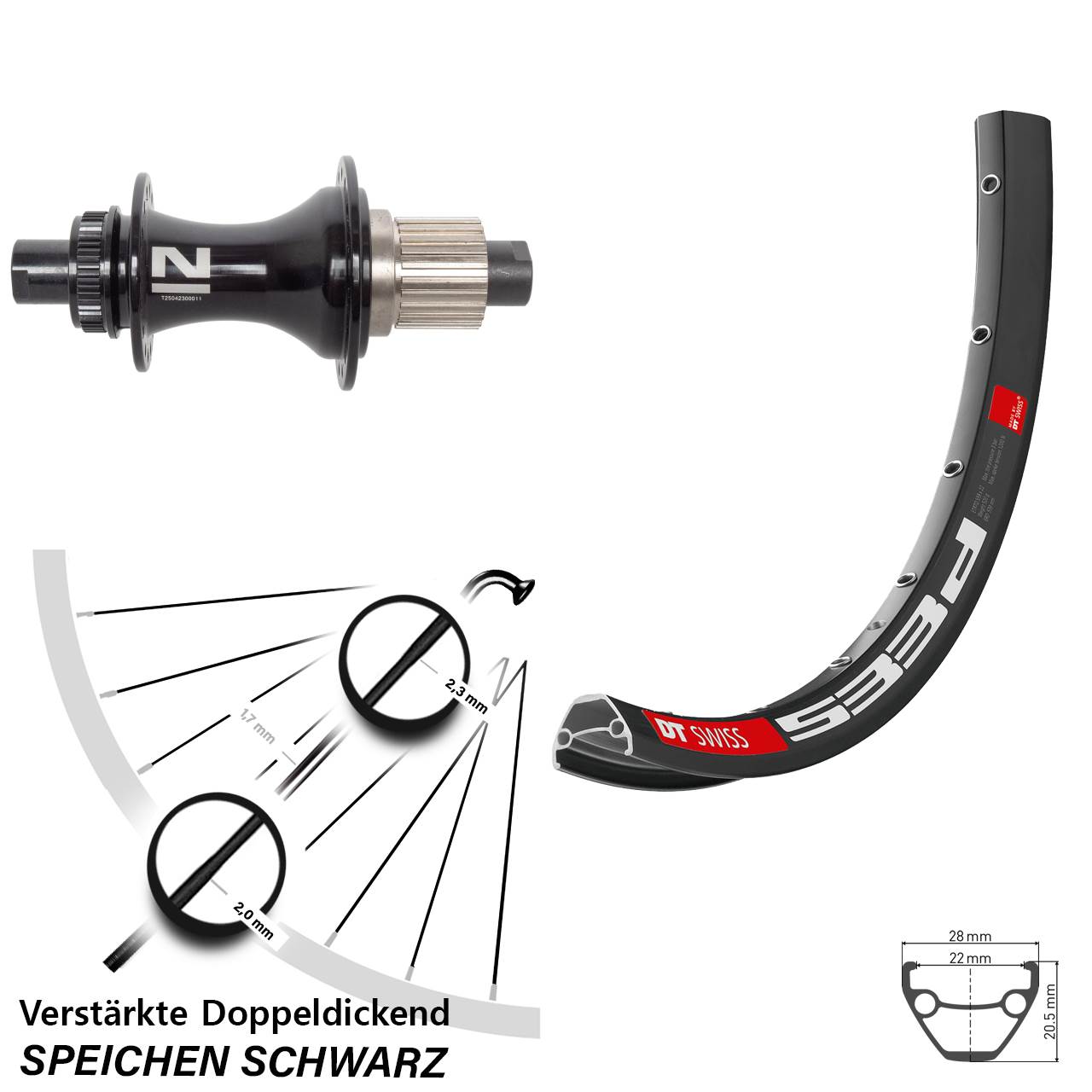 27,5 Zoll DT Swiss 533d Novatec D462SB Hinterrad Centerlock 12x148 Micro Spline