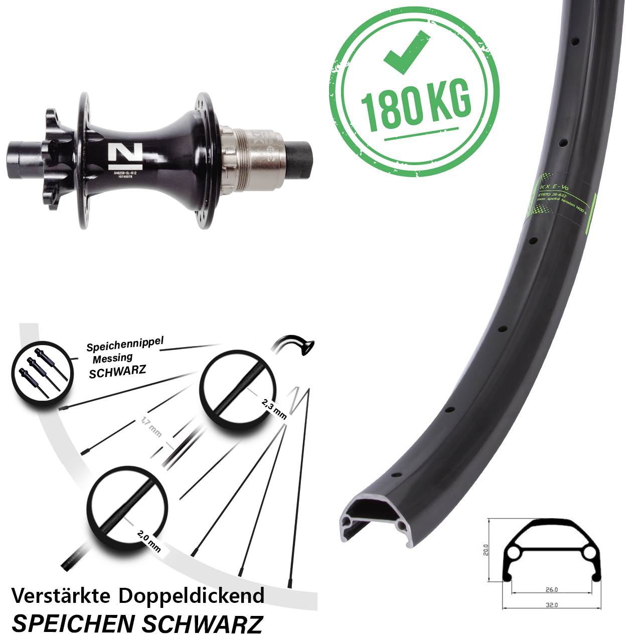 28 Zoll KX Evo Novatec D462SB Disc Hinterrad 12x148 XD 11-12 fach