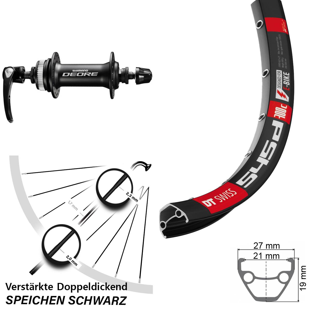 Disc Laufrad QR 28 Zoll DT Swiss 545d Shimano Deore