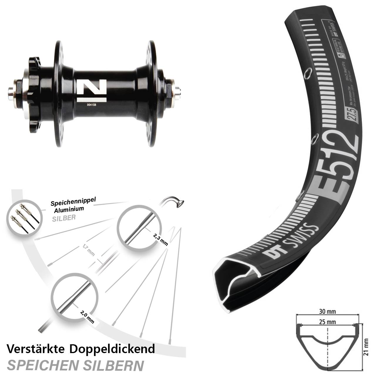 Disc 29 Zoll Vorderrad DT Swiss E 512 Novatec D-041 für Schnellspanner