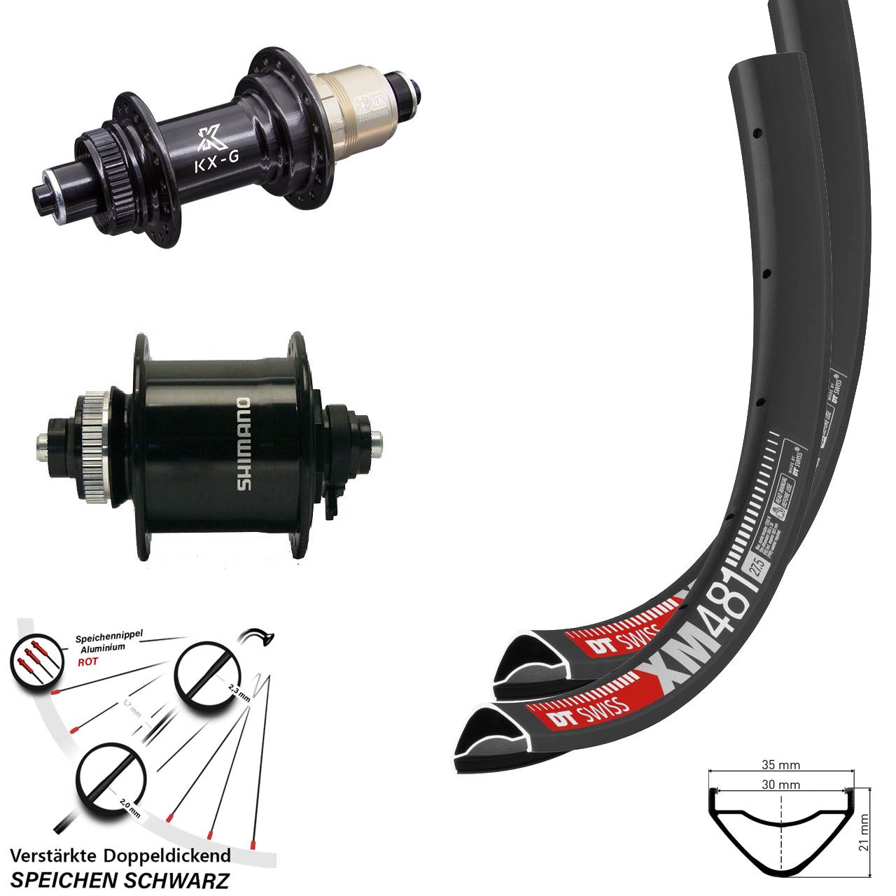 Centerlock Laufradsatz QR 27,5 Zoll DT Swiss XM481 KX-G Shimano DH-UR700 XDR 11-12 fach