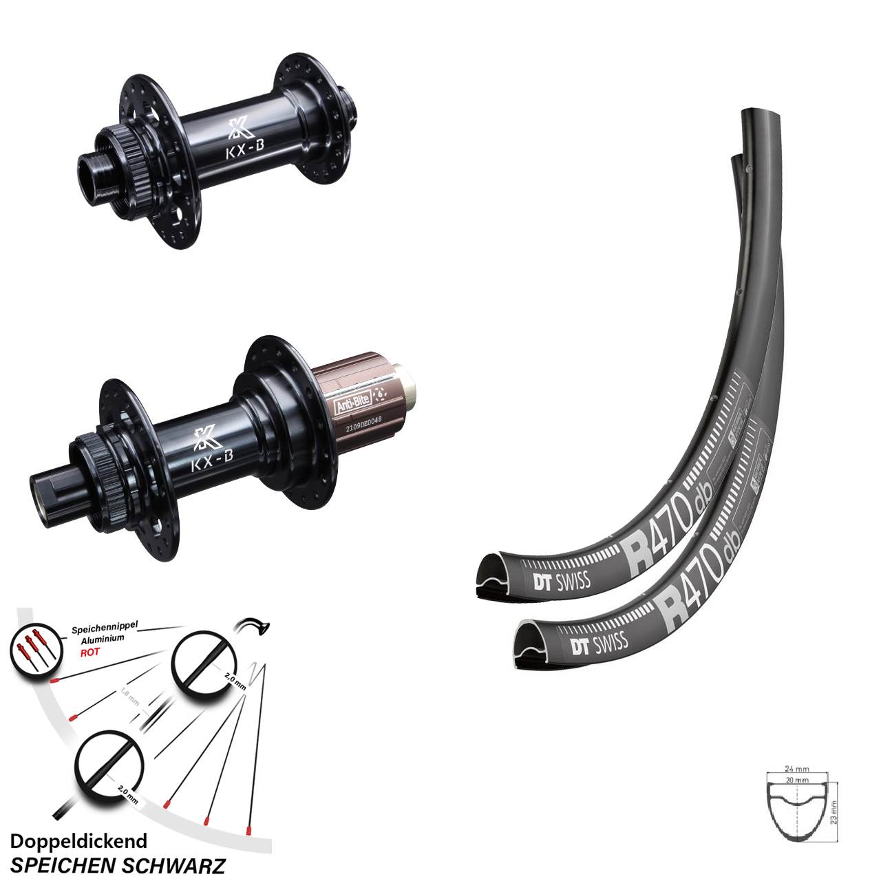 DT Swiss R 470 Laufradsatz Boost KX-B 12x110/148 mm 28 Zoll Shimano Road