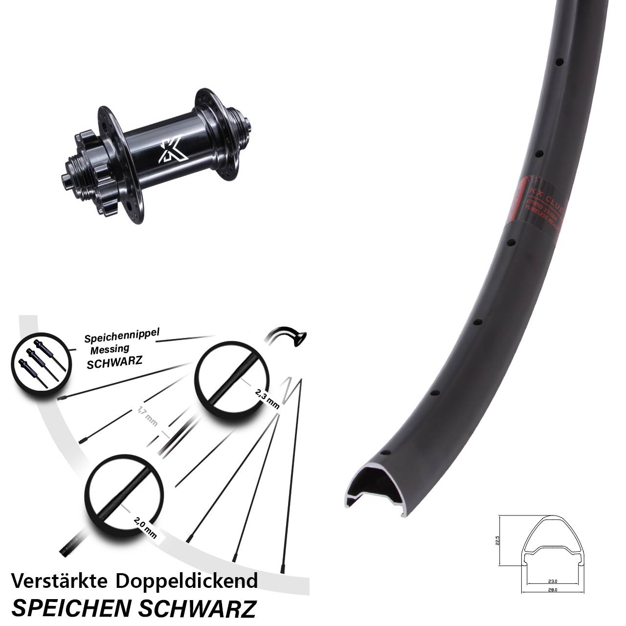 26 Zoll KX-M Clue Disc Vorderrad für Schnellspanner