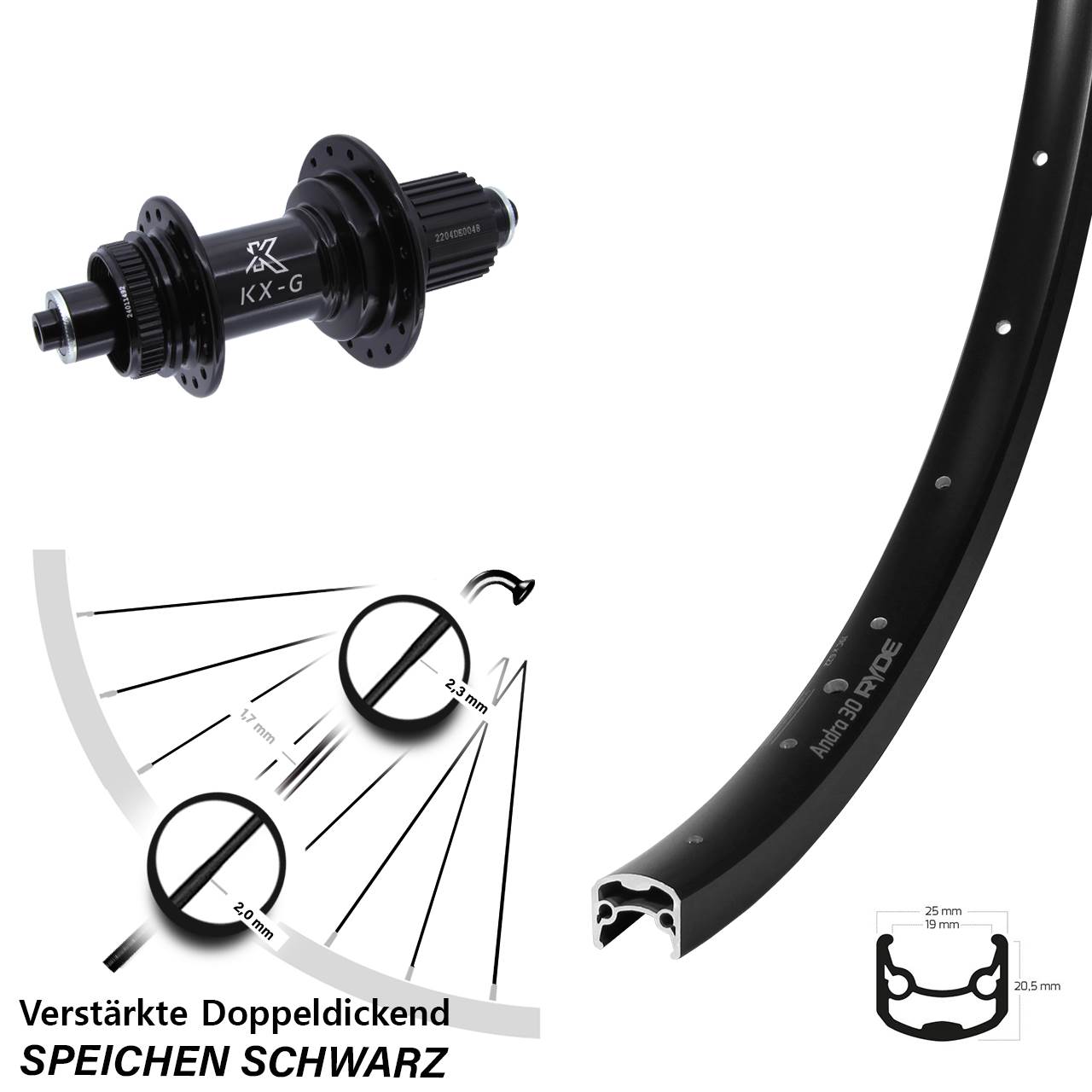 Disc Laufrad 28-29 Zoll Ryde Andra 30 KX-GS Shimano Micro Spline QR