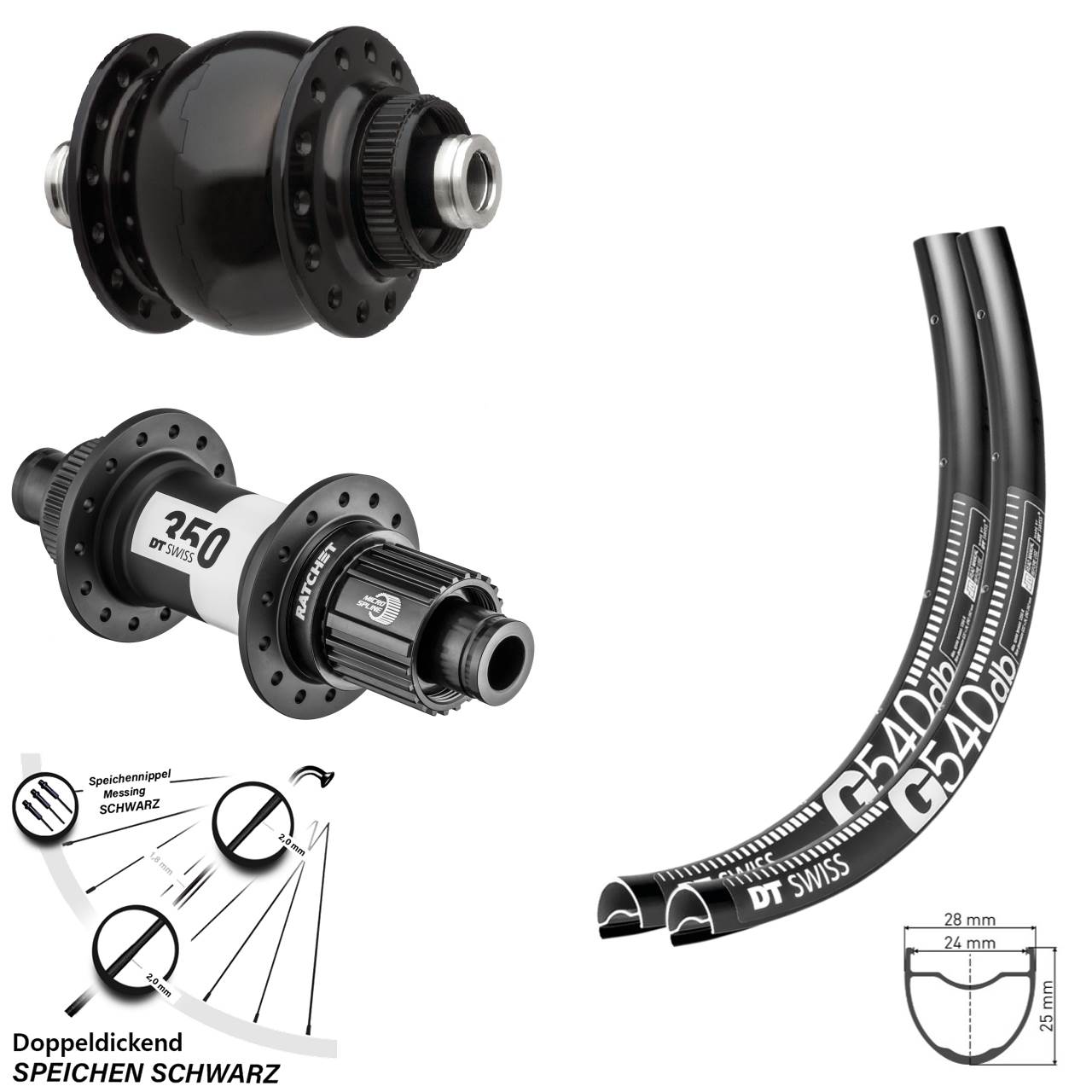 DT Swiss G540-350 SON delux 29 Zoll Laufradsatz Centerlock 12x100/142 Micro Spline