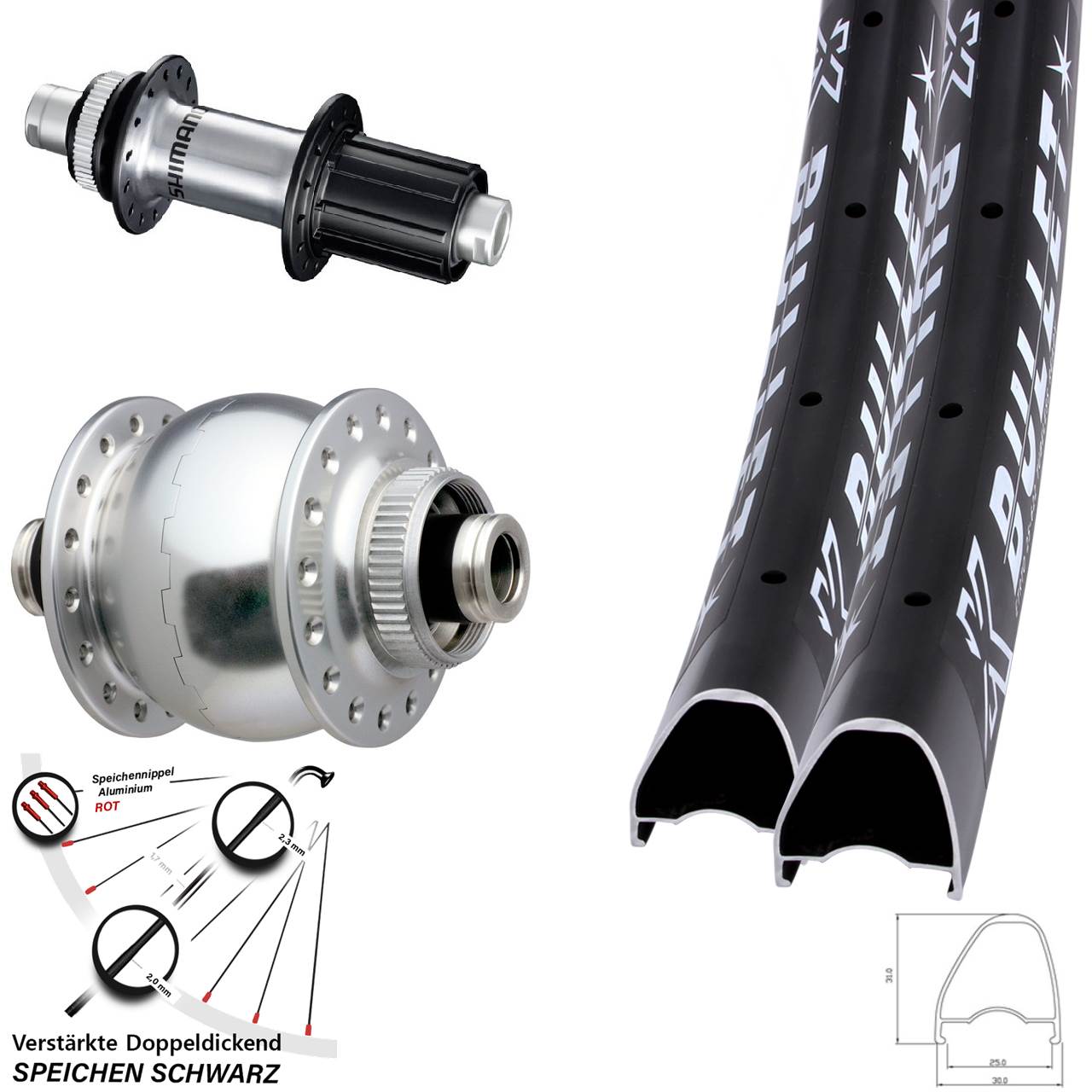 Disc Laufradsatz 12x100/142 KX Bullet OS SON 28 Zoll Shimano GRX 8-12 fach HG