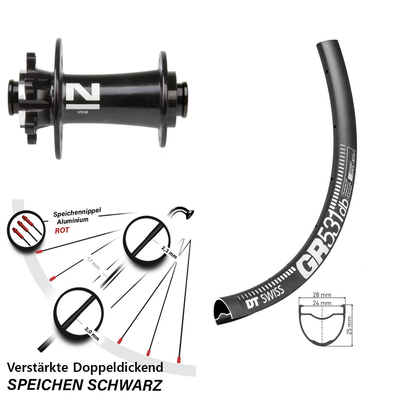 6-Loch Vorderrad 29 Zoll DT Swiss GR 531 Novatec D791 15x100