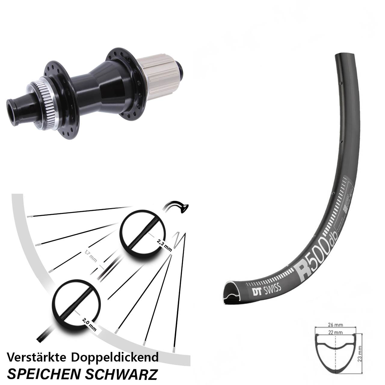 29 Zoll DT Swiss R500 Novatec CL142 Hinterrad Centerlock 12x142 8-12 fach HG