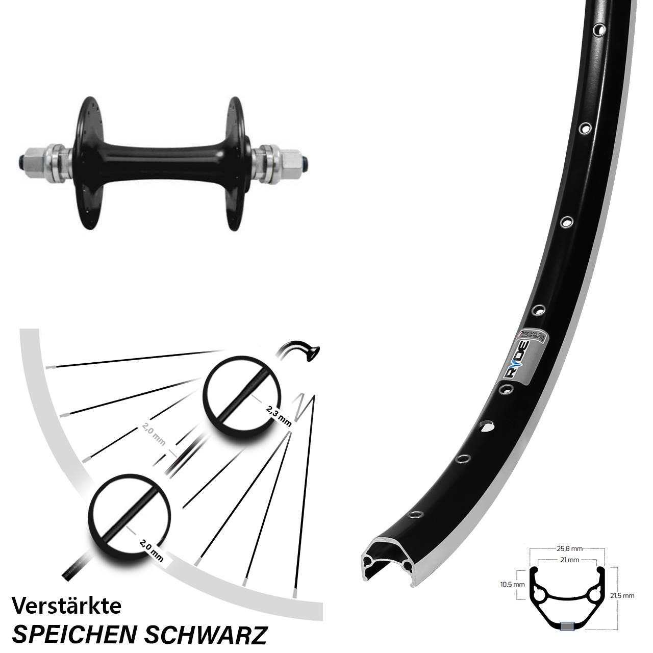 Vorderrad 26 Zoll Ryde ZAC 421 Sturmey Archer HBT-30