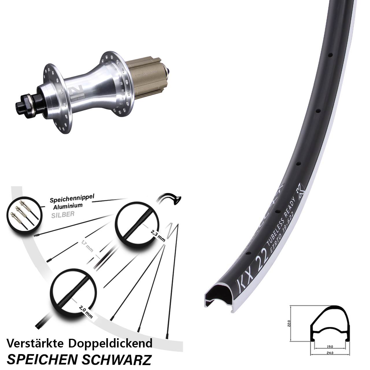 KX 22 OS Novatec F162SB 28 Zoll Hinterrad für Schnellspanner Campa 8-12 fach