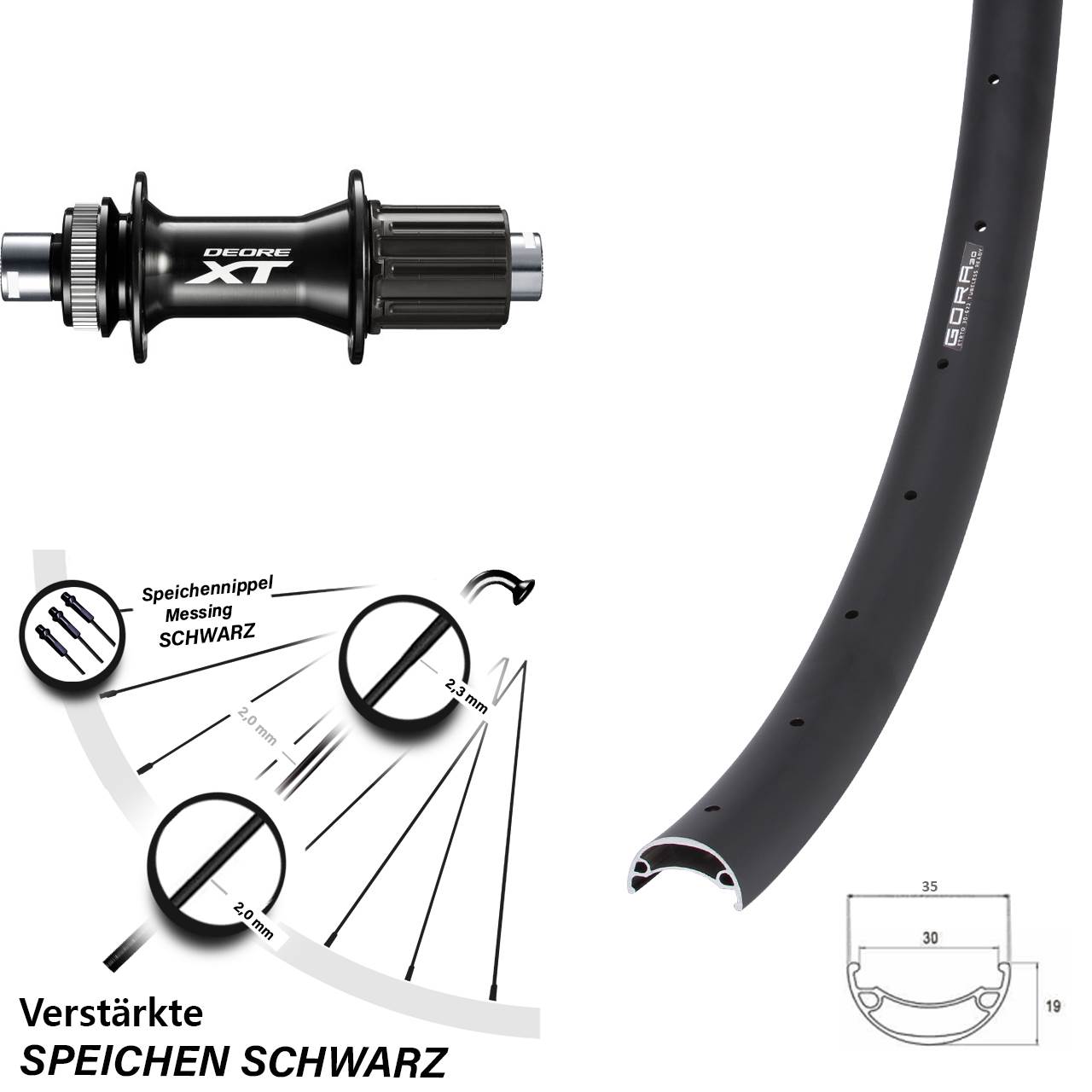 29 Zoll Gora 30 Shimano FH-M8010-B Disc Hinterrad 12x148 8-11 fach