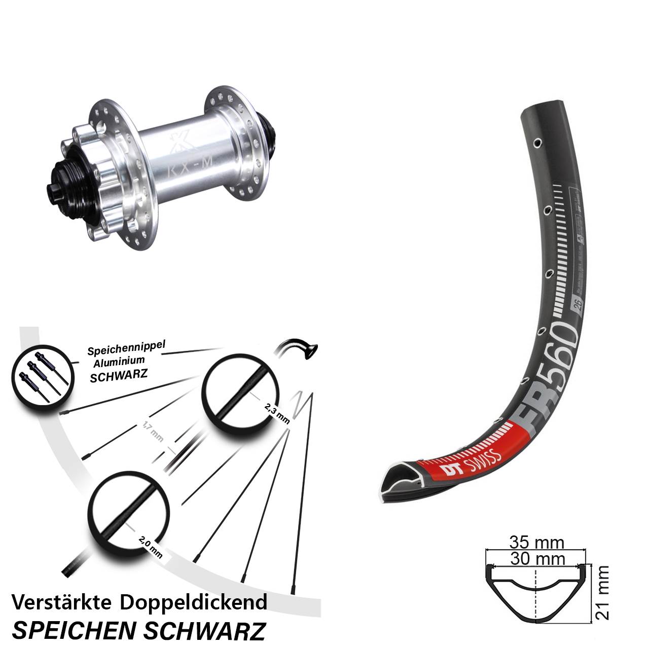 Disc Vorderrad QR 26 Zoll DT Swiss FR 560 KX-M