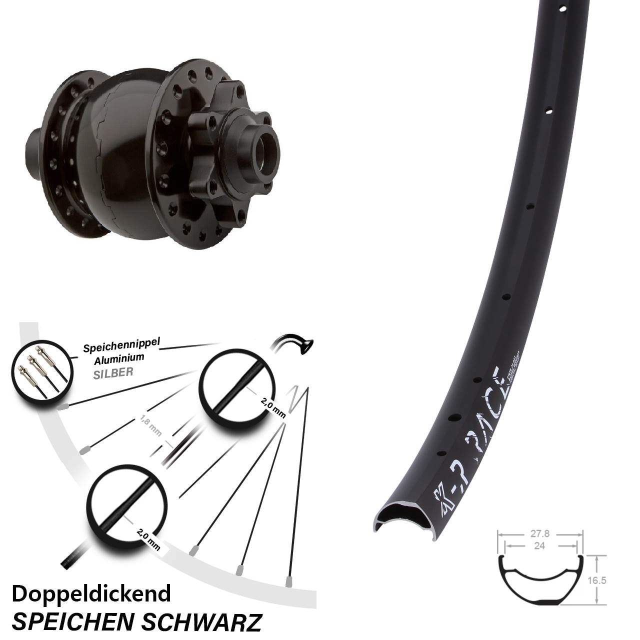 Vorderes Laufrad 6-Loch 29 Zoll KX-R Race SON 28-15 Nabendynamo Steckachse 15x100 mm