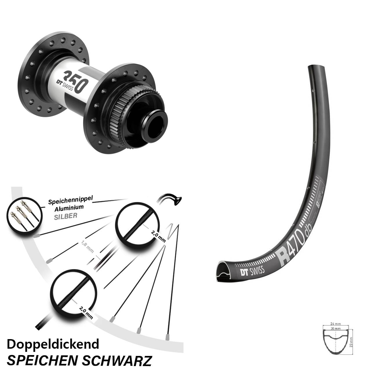 Laufrad 28 Zoll DT Swiss R 470 Disc-350 12x100 Centerlock