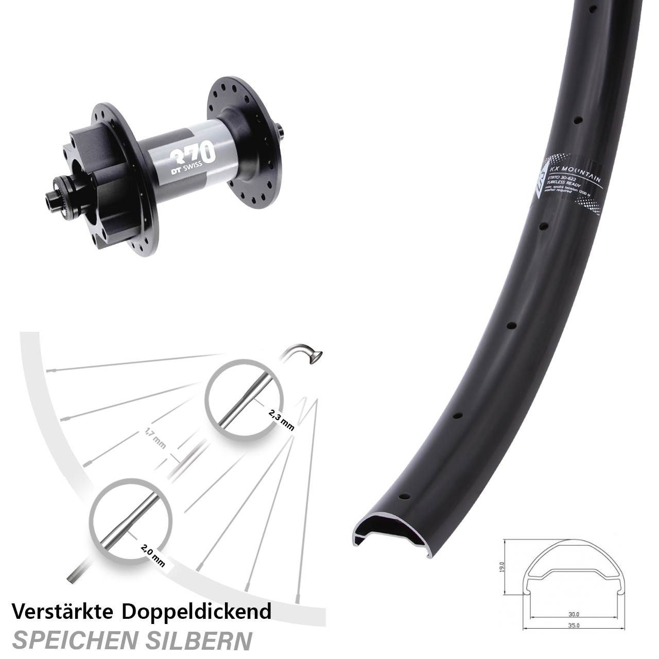 29 Zoll KX Mountain TR DT Swiss 370 Disc Laufrad für Schnellspanner
