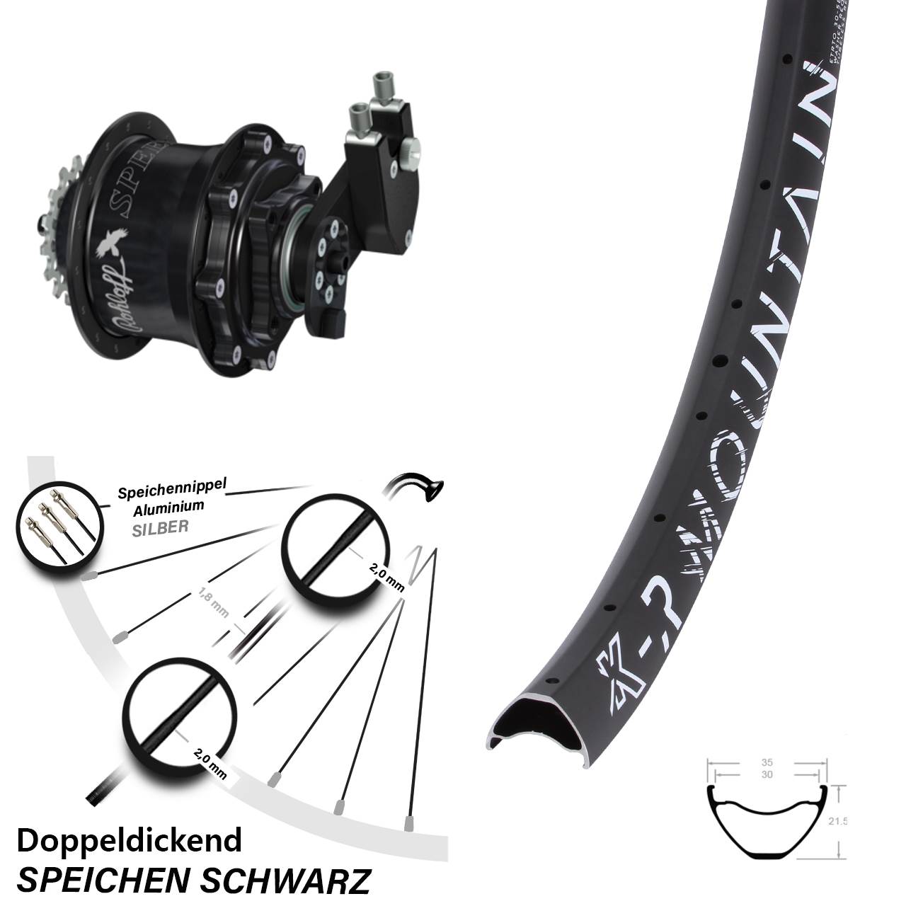 Disc Hinterrrad 27,5 Zoll KX-R Mountain Rohloff CC DB OEM Tandem