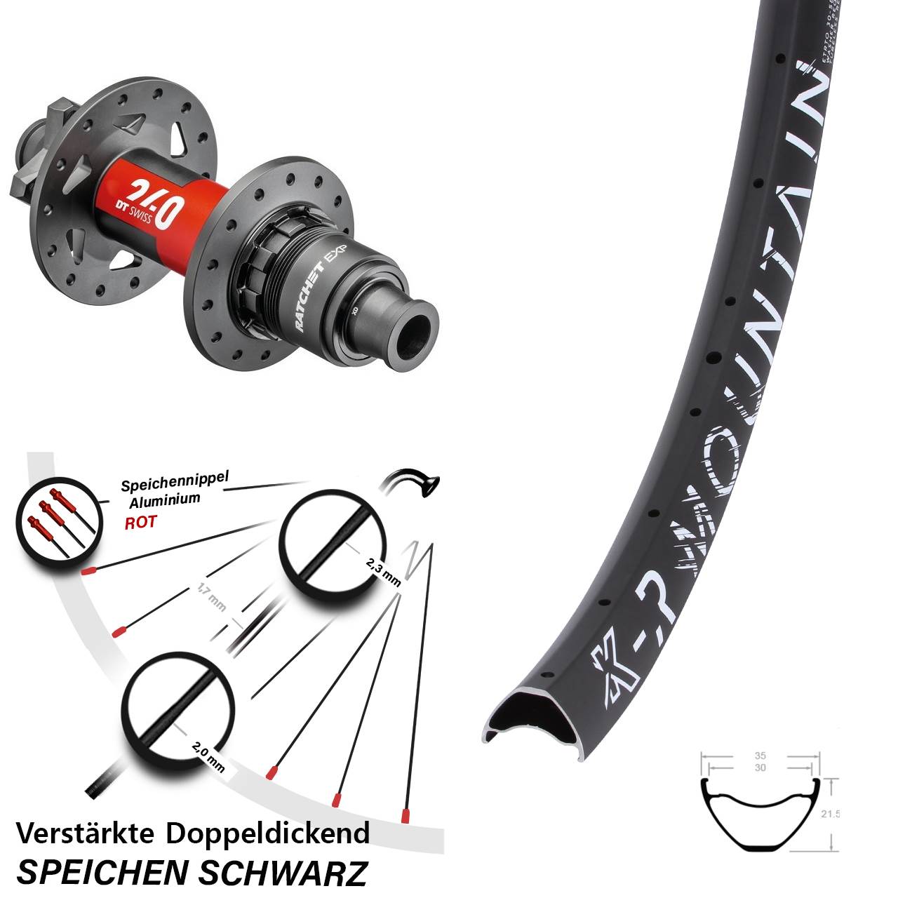 Hinterrad 6-Loch 27,5 Zoll KX-R Mountain DT Swiss 240 EXP SRAM XD 12x148 Boost