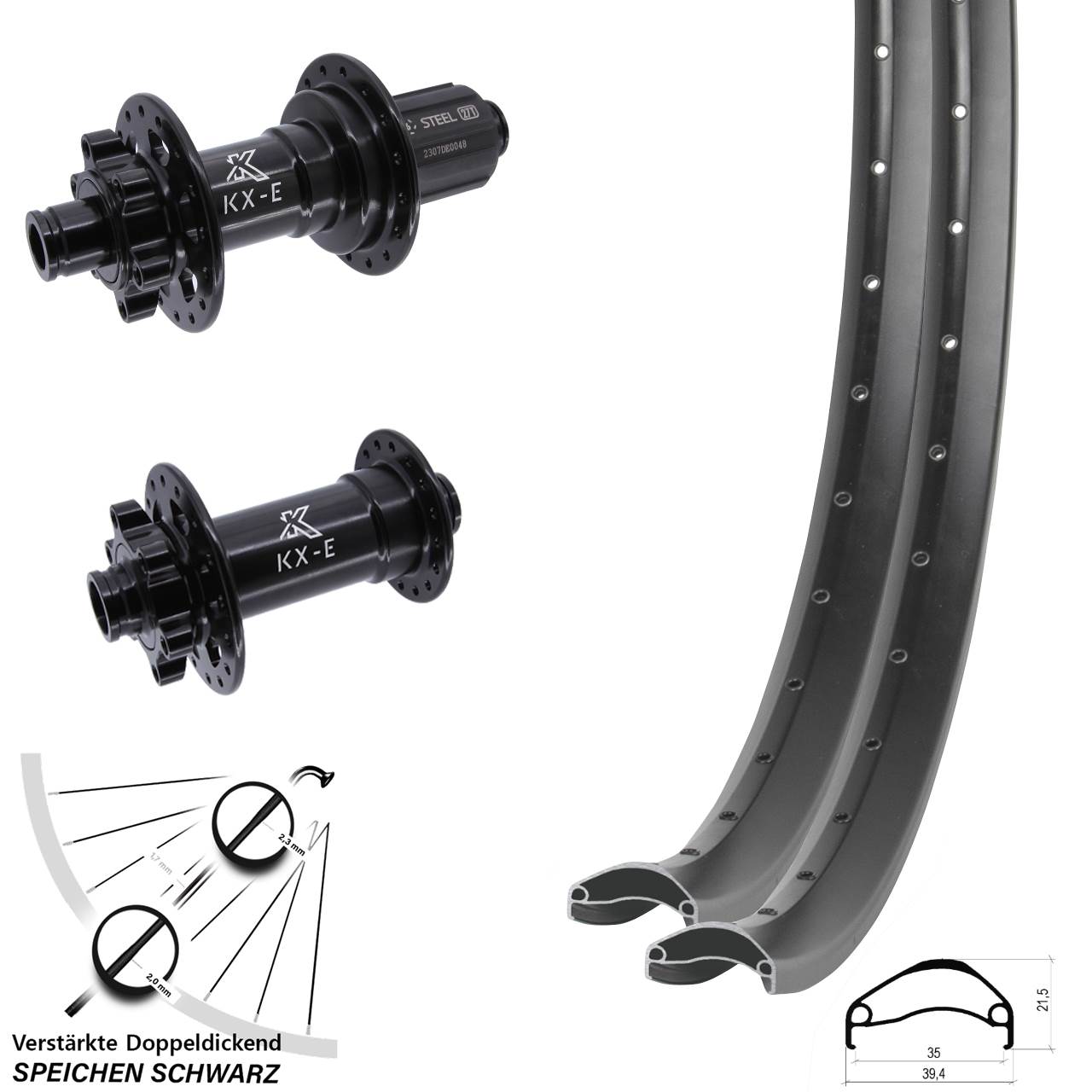 Ambrosio E35 KX-E Heavy Duty 29 Zoll 6-Loch Laufradsatz 15x110 12x148 8-12 fach