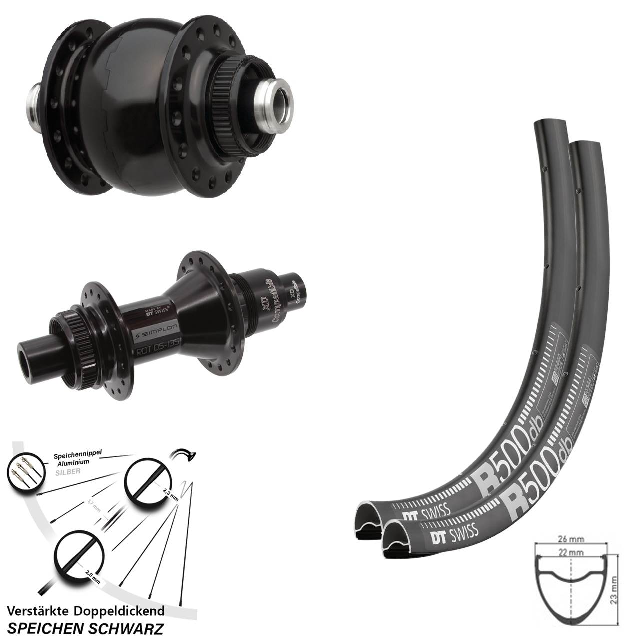 Disc Laufradsatz 12x100/142 28 Zoll DT Swiss R500-370 SONdelux XD
