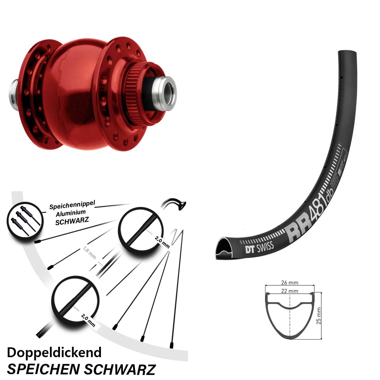 Son 28 Zoll Vorderrad DT Swiss RR 481 DB Centerlock Dynamo Steckachse