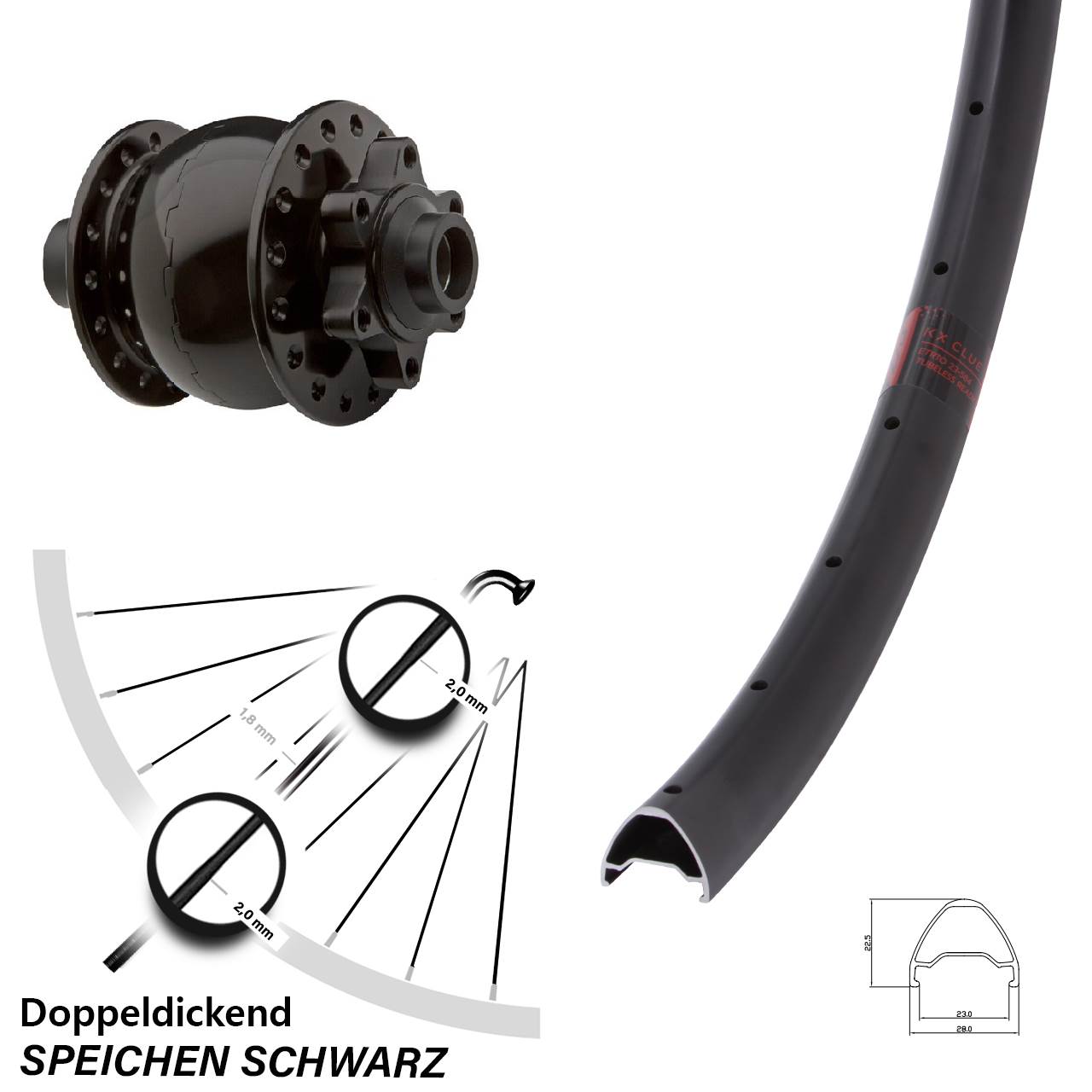 Disc Laufrad mit Nabendynamo 28-29 Zoll KX Clue SON 28 15x100