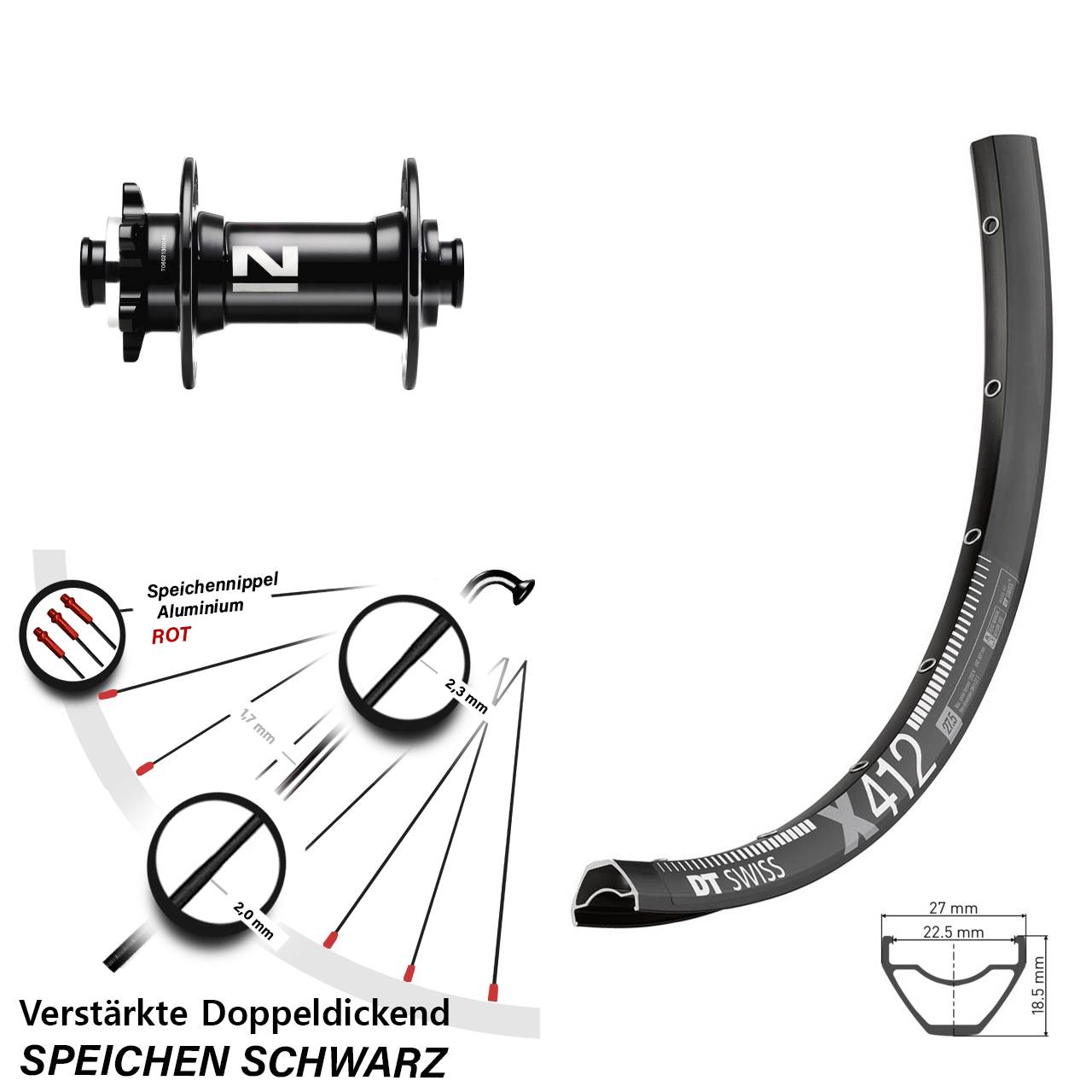 Disc Vorderrad 29 Zoll DT Swiss X412 Novatec D041 15x110 Boost