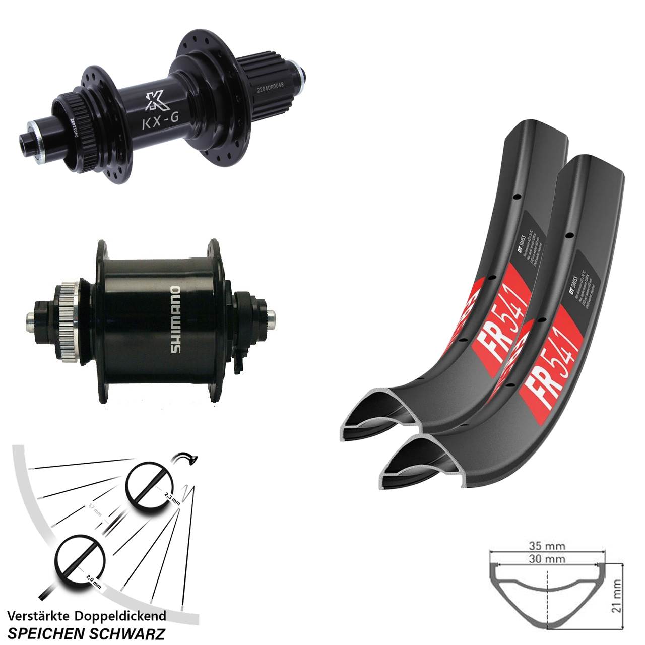 DT Swiss FR541 KX-GS verstärkt Shimano DH-UR700 29 Zoll Laufradsatz CL QR Micro Spline