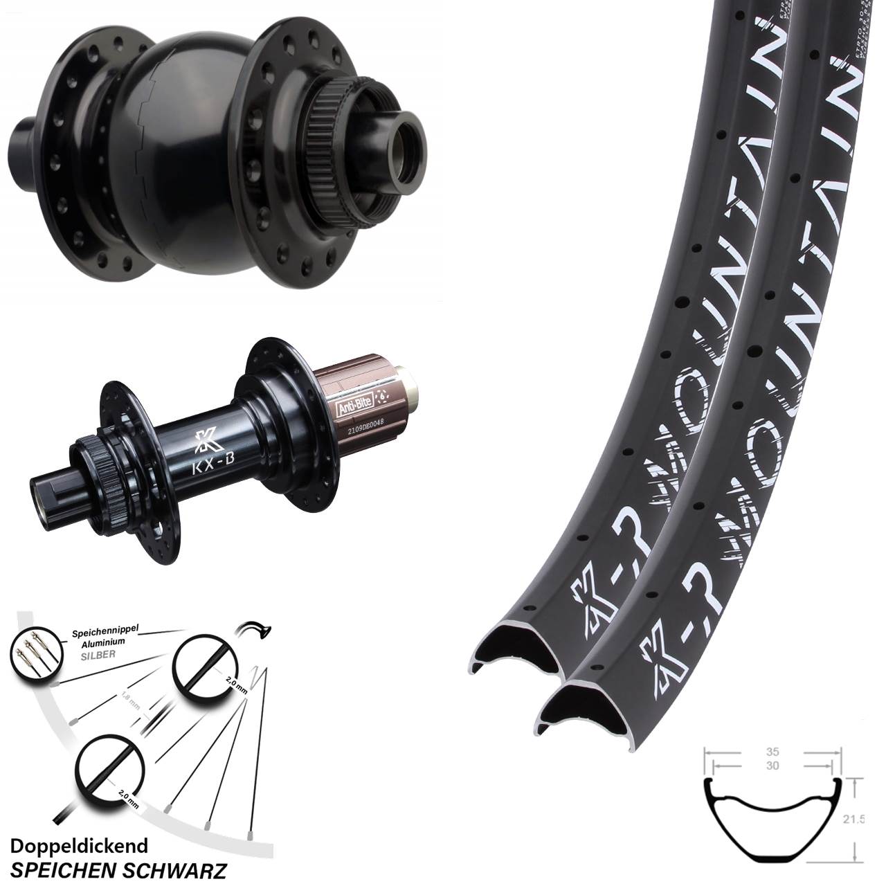 Boost Centerlock Laufradsatz 15x110 12x148 29 Zoll KX-R Mountain Dynamo SON 28 8-12 fach