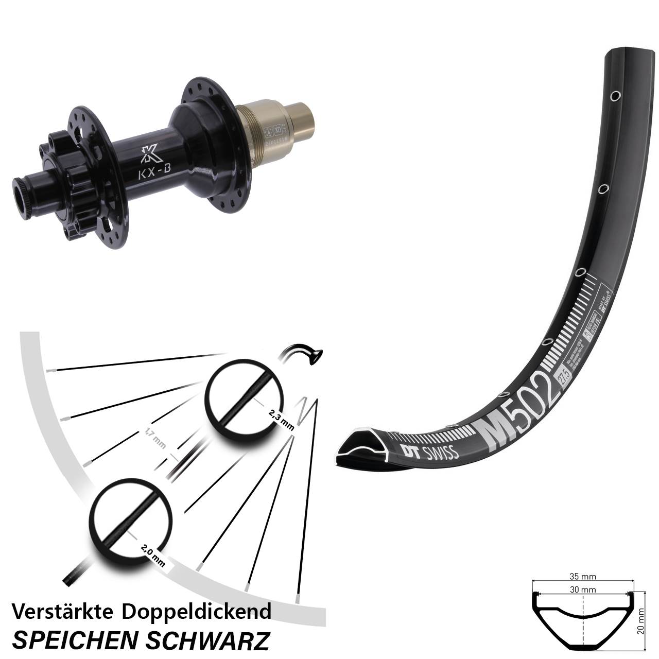 Boost Disc Laufrad 12x148 29 Zoll DT Swiss M 502 KX-B XD 11-12 fach