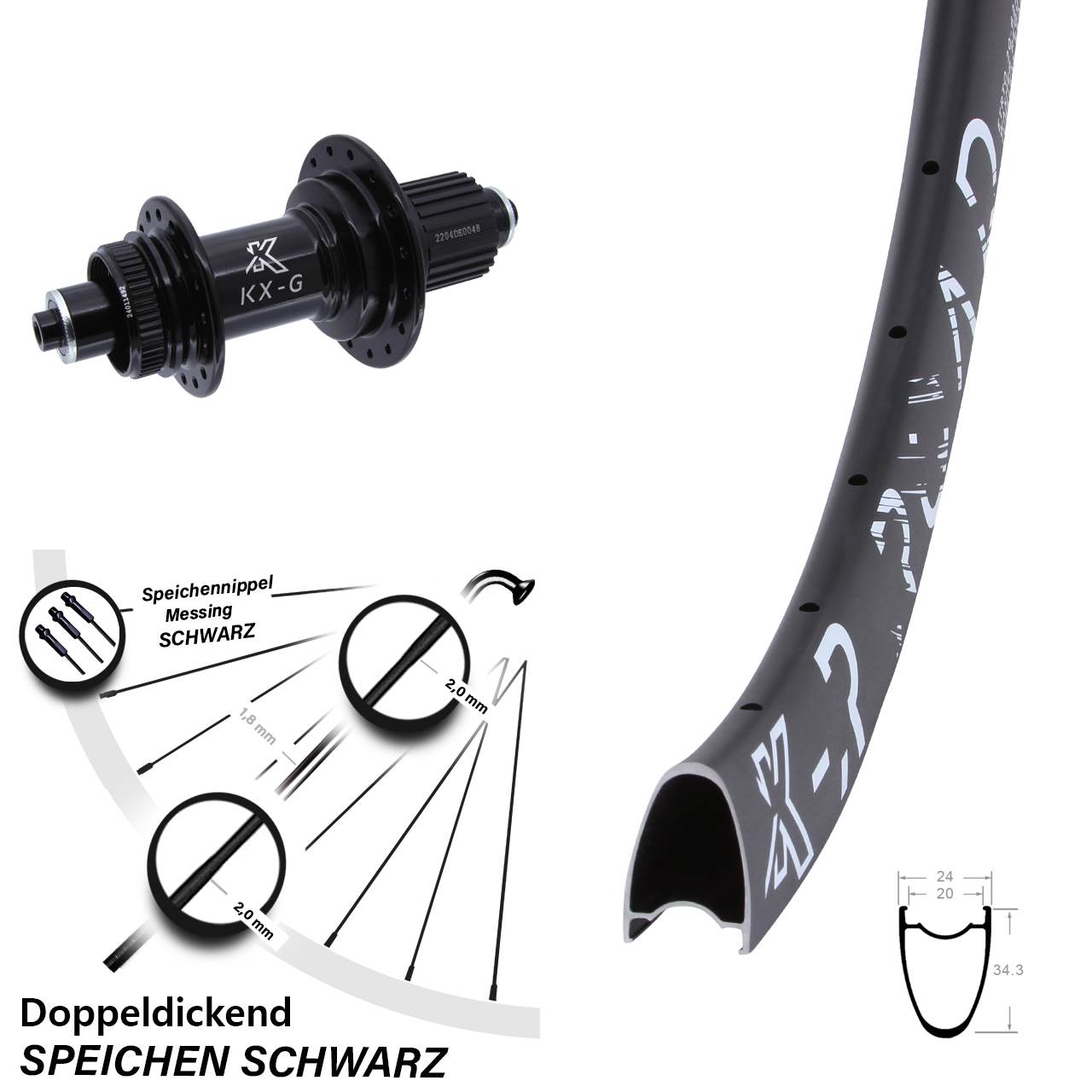 Disc Hinterrad QR 28 Zoll KX-GSR Road Heavy Duty Micro Spline