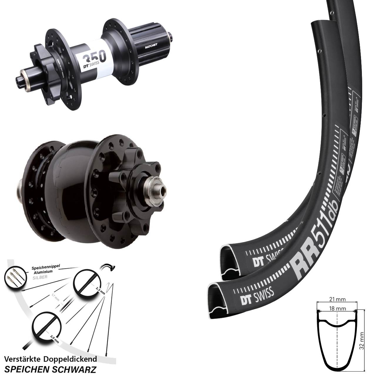 6-Loch Laufradsatz 28 Zoll DT Swiss RR 511 350 SON 8-11 fach HG QR