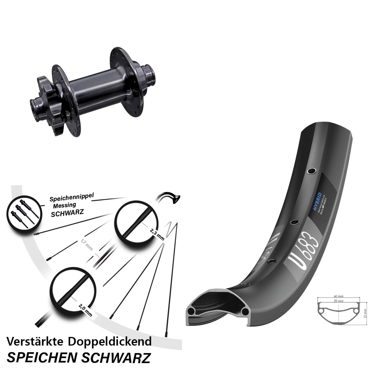 6-Loch Vorderrad 27,5 Zoll DT Swiss U683 Aivee MP2 15x110 Boost