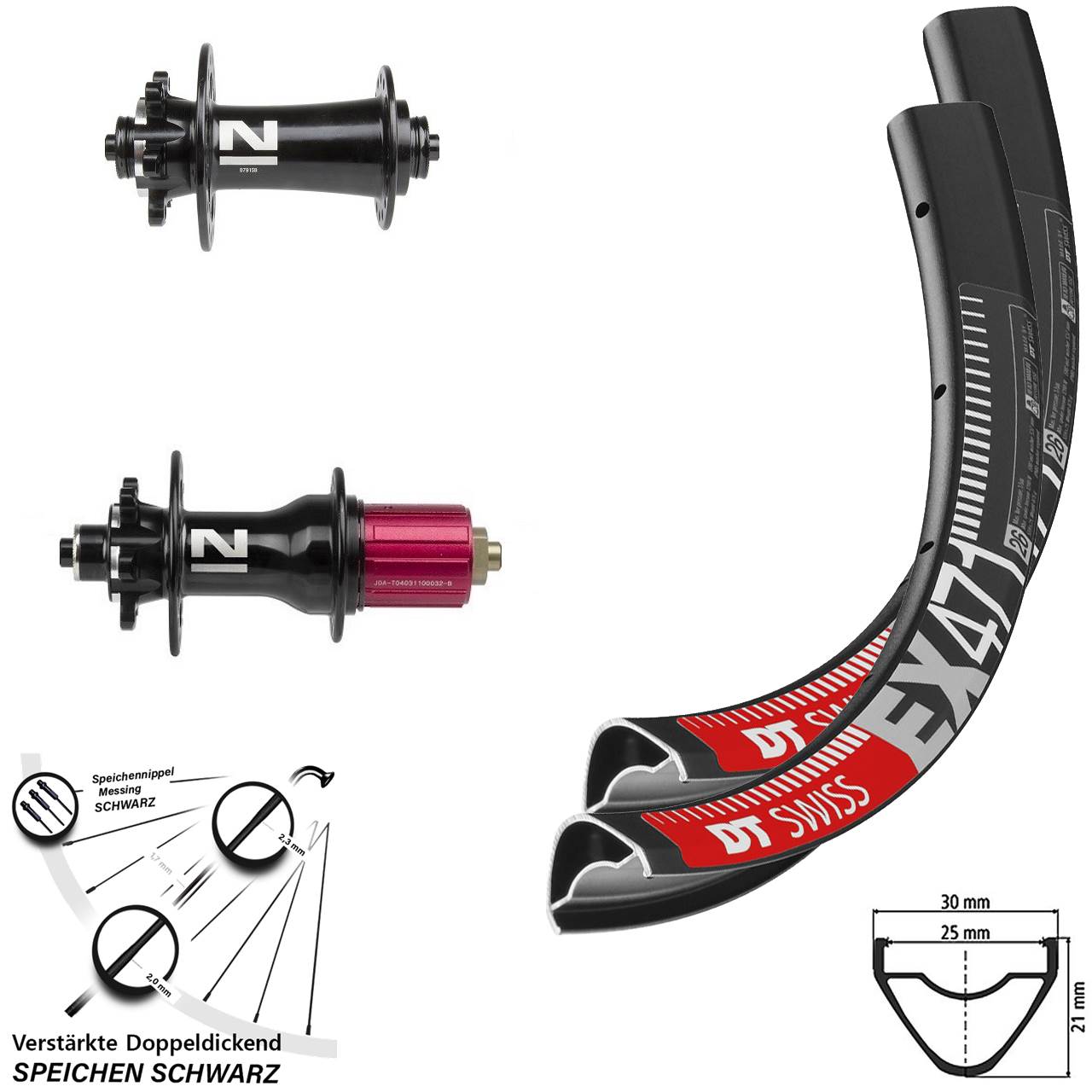 29 Zoll Laufradsatz 6-Loch QR DT Swiss EX471 Novatec D791SB-D792SB 8-12 fach HG