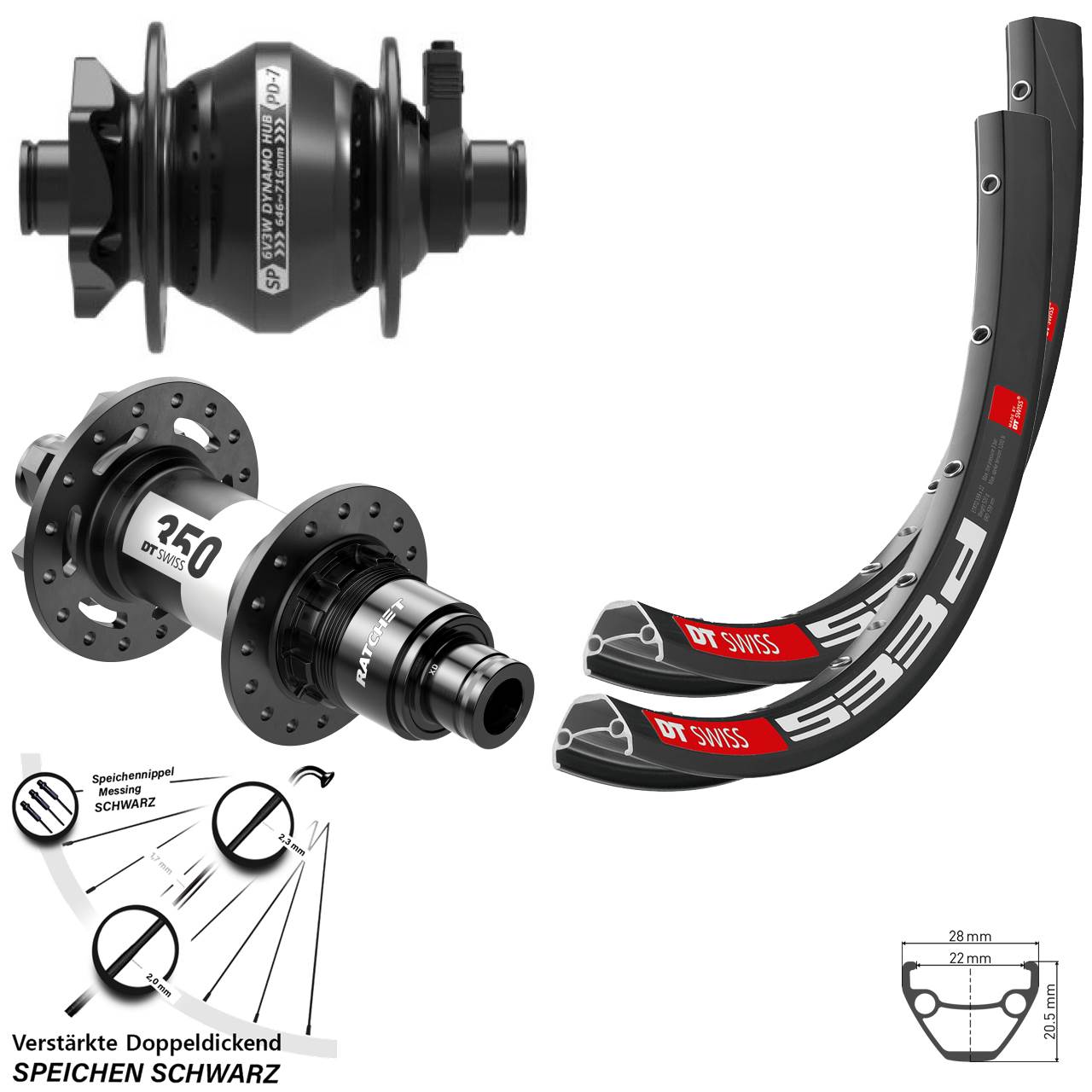 29 Zoll DT Swiss 533 350 XD SP PD-7 Disc Laufradsatz 12x100/142