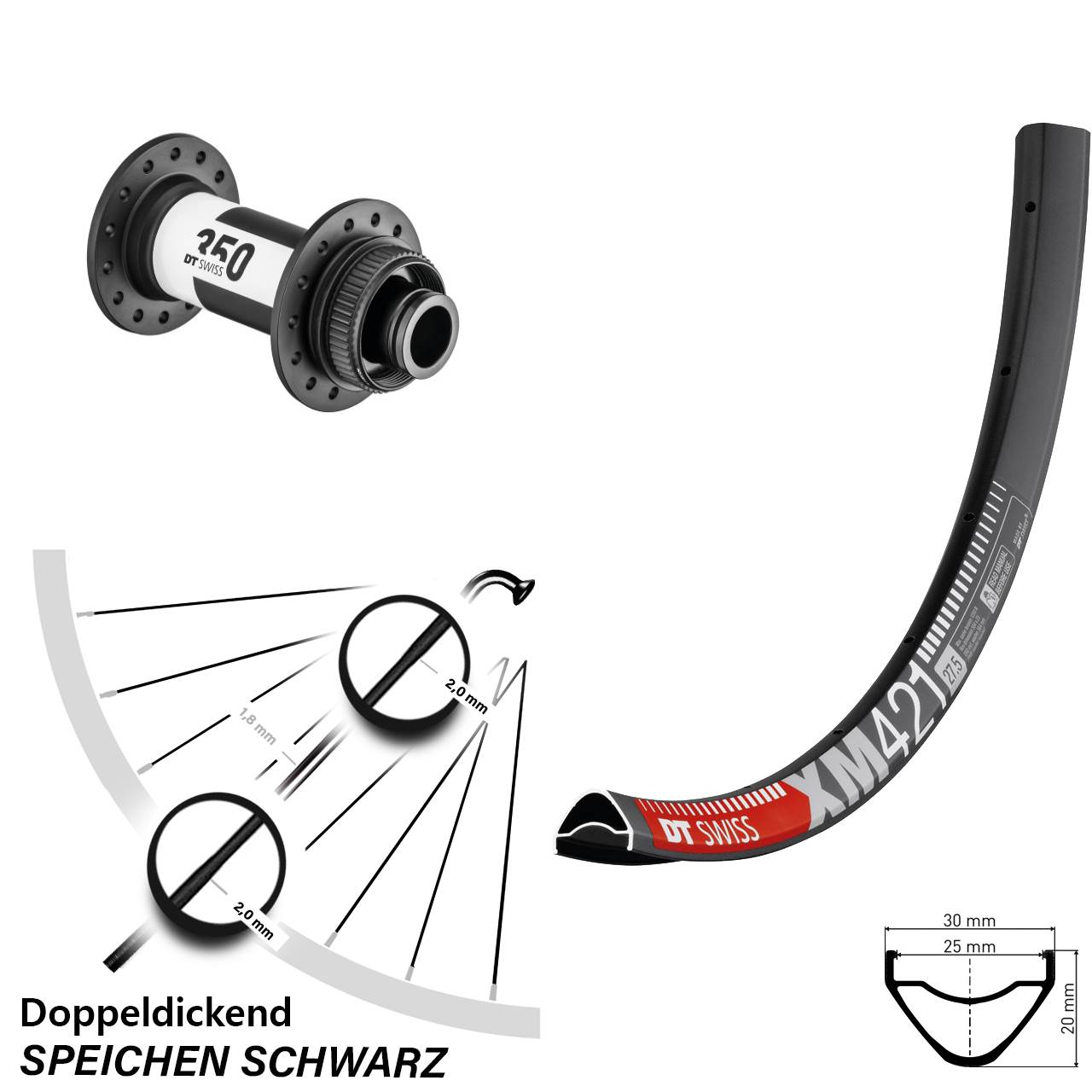 29 Zoll DT Swiss XM 421 350 Vorderrad Centerlock 15x100